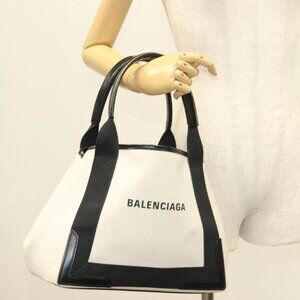 BALENCIAGA Cabas S Tote Bag Canvas White